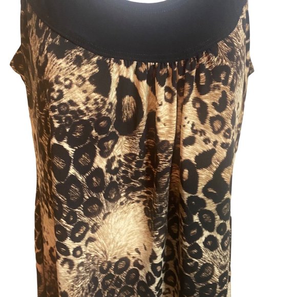 Claudia Richard black and brown leopard print blouse size M - Picture 6 of 8